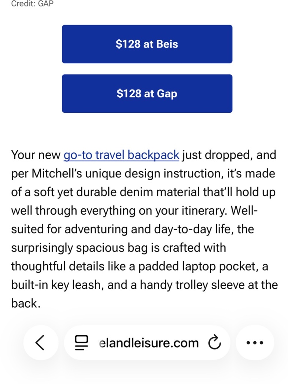 NWT Gap x Beis Collaboration Denim Backpack - Picture 5 of 16
